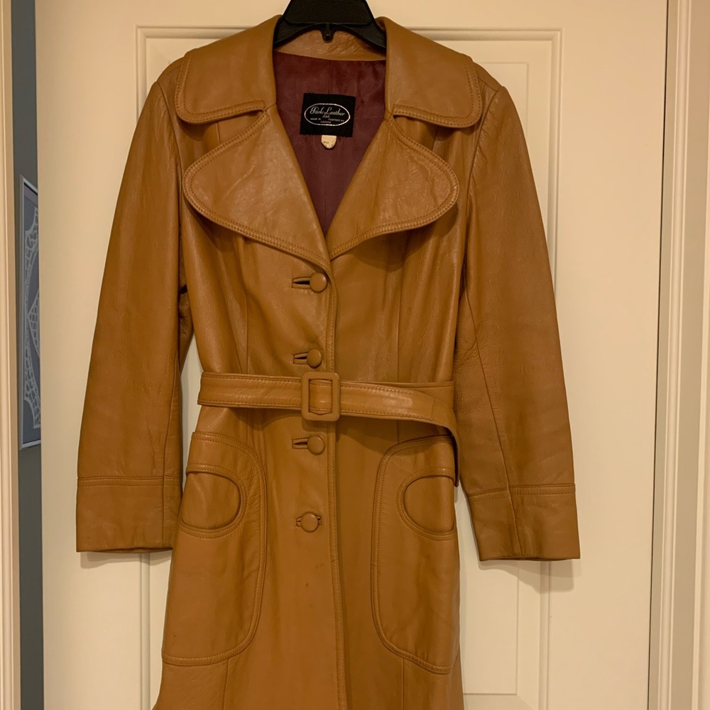 Vintage Leather Jacket, long - special details